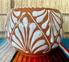 Mexican Ceramic Flower Pot Planter Folk Art Pottery Handmade Talavera #2
