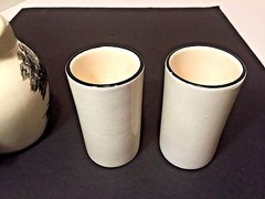 3 pc Mexico Pottery Pitcher 2 Tumbler Set Signed Guanajuato GTO Modern St Scenes