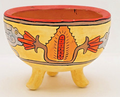 Belize SIGNED Handmade Painted Clay Bowl OOAK by Mac 4″ Folk Art Art Pottery