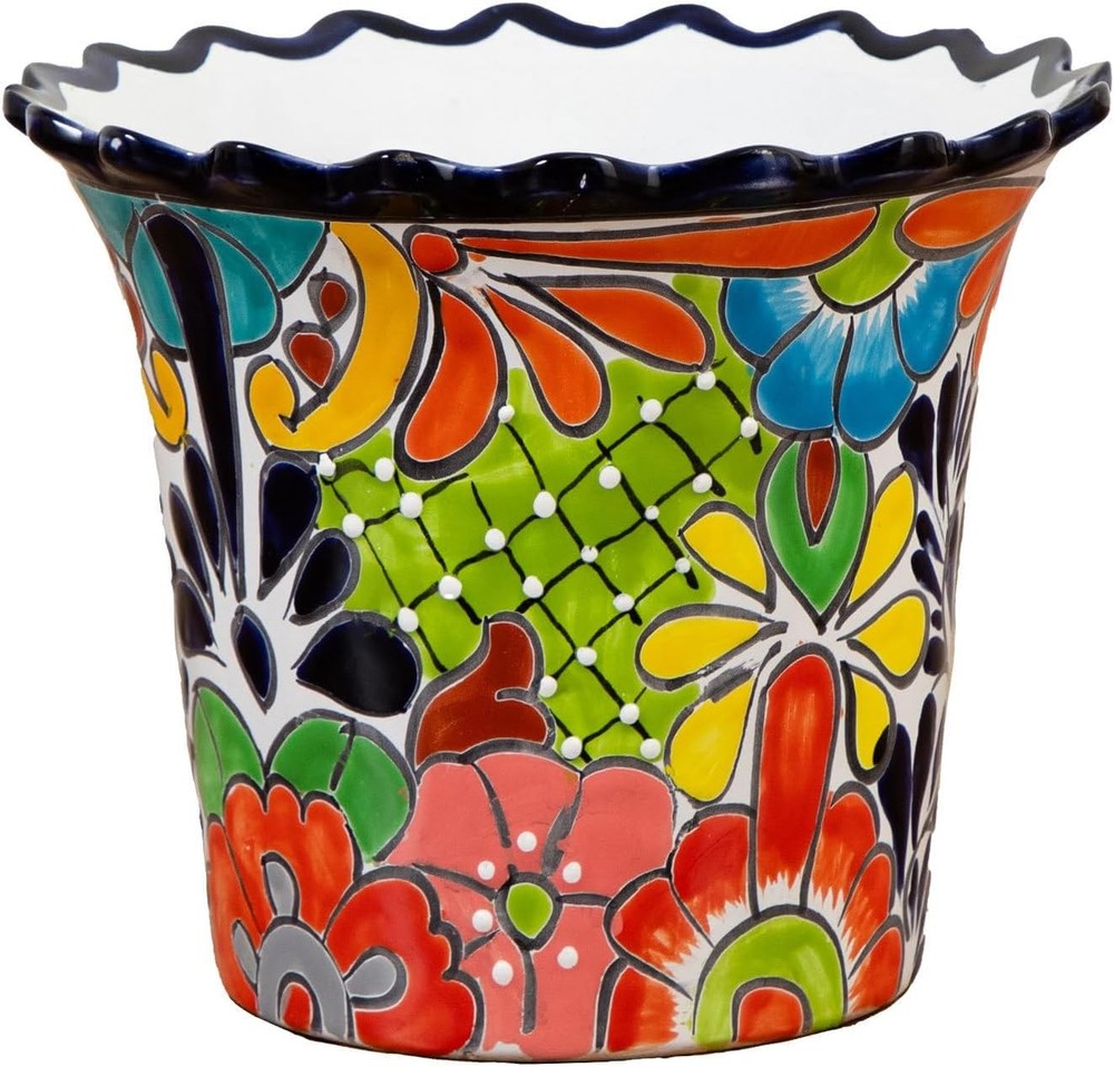 Talavera Ceramic Planter 10×12 Hand-Painted Mexican Drainage Hole Indoor