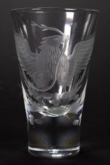 Set of 8 Mexican Coat of Arms Etched Double Sized Shot Glasses, c.2000
