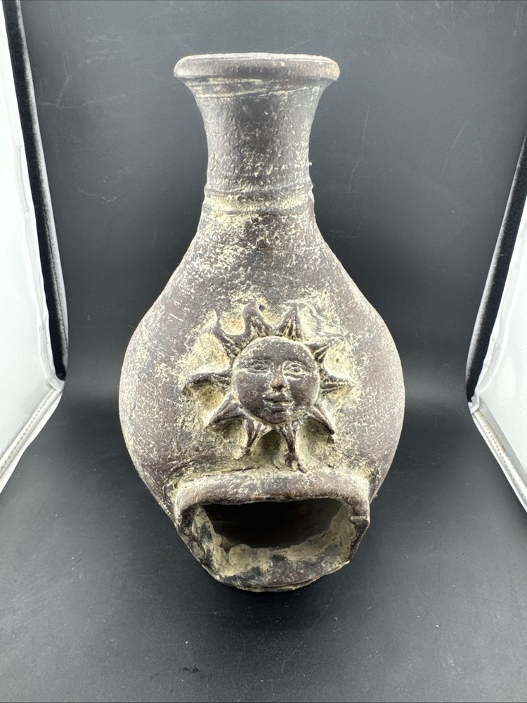 Vintage Mexican Handmade Burnished Clay Tabletop Chiminea UnMarked