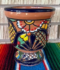 Lg Mexican Ceramic Flower Pot Planter Folk Art Pottery Handmade Talavera #3