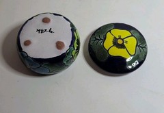 MEXICAN TALAVERA POTTERY TRINKET JEWELRY BOX & LID FLORAL HAND PAINTED ROUND