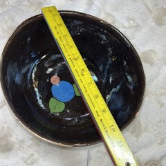 1920-40 Hand painted Black Glazed Tlaquipaqui Jalisco, Mexico 10.5” Pottery Bowl