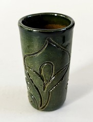 4 MEXICO OAXACA ATZOMPA CERAMIC CLAY BARRO LOZA VERDE GREEN MEZCAL CUPS COPITAS