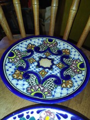 Single Talavera 8″ Hand Painted Plate Pair of Ansar Mexican Potter HangingPlates
