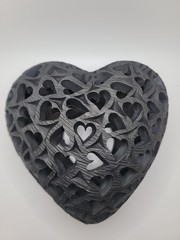 Hanging Barro Negro Black Clay Pottery Heart figurine