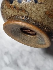 Vintage Mexican Stoneware Pottery Single Salt Shaker Primitive Glaze Handpainted