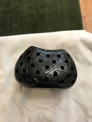 Dona Rosa Handmade Mexican Black Pottery Decorative Bowl 5.5” Tall 8” wide