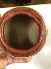 Vtg Mayan Aztec Mexican Clay Pottery Pot Bowl Footed Tribal Primitive Folk Art