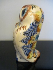 Mid Century Modern Mexican Tonala Folk Art Pottery Hand Painted Owl 10″ Statue!