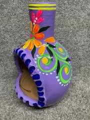 MEXICAN TALAVERA POTTERY CHIMNEY FLOWER POT PLANTER 8”TALL HANDPAINTED CANDLE