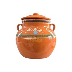 Round Clay Pot With Lid 4 Liters Capacity/Olla De Bola Con Tapa 4 Litros