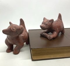 2 Vtg Classic Colima Dogs Pre-Columbian Style Redware Small Reproductions