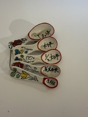 Measuring Spoon Set of 5 Mexican Pottery Hand-Painted Floral Colorful