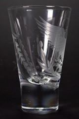 Set of 8 Mexican Coat of Arms Etched Double Sized Shot Glasses, c.2000