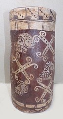 HUGE MAYAN TUMBLER-LIKE VESSEL – CLASSIC DECORATION -5 1/4″ DIA. X 10 1/2″ TALL