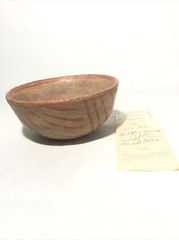 Pre-Classic 100-300 AD Nynte Pottery Bowl w. Red Painted Design.6”Rx3”T -Museum