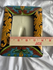 Talavera Mexico Pottery Photo Picture Frame Table Top Hand Painted Marked