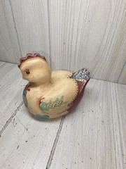 Vintage Hand Painted Chicken Folk Art Cottagecore Primitive Chick Hen Heart Read