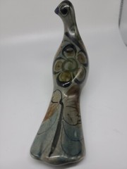 Single Grey Tonala Mexican Art Pottery Bird Hand Painted