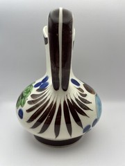 Vintage Mexican Folk Tonala Pottery Pitcher Artist Signed Vibrant Colors