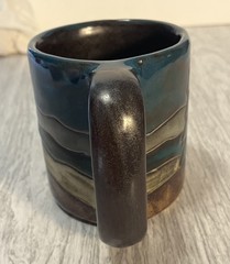 Mara Stoneware Moose Coffee Mug Large 16 Oz Made in Mexico Pottery Blue Brown