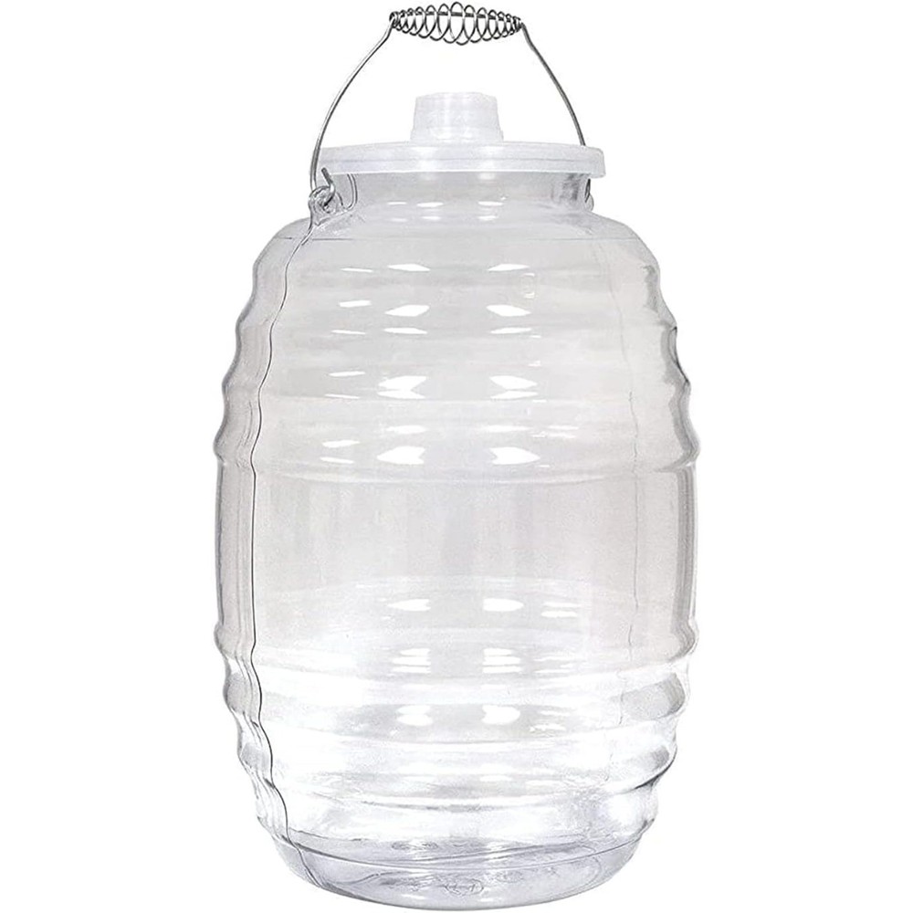 20L Food-Grade Clear Beverage Jug, 5 Gallon, With Lid & Metal Handle, Reusable