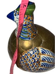 Vintage Sergio Bustamante Quail Mexican Tonala Pottery Brass B Mark 7×5″ *flaw