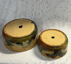 2 Vintage Mexican Folk Handmade Hand painted Pottery Planters w/Drain Hole FaB!