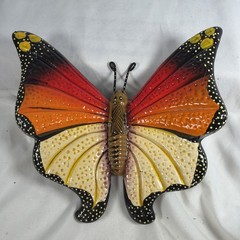 Vintage Handmade Mexican Ceramic Butterfly Wall Hanging Folk Art 6×7″ Decor