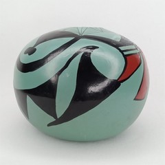 VTG 1950s Manuel Olivas Mata Ortiz Green & Black Paquime Pottery Jar New Arrival