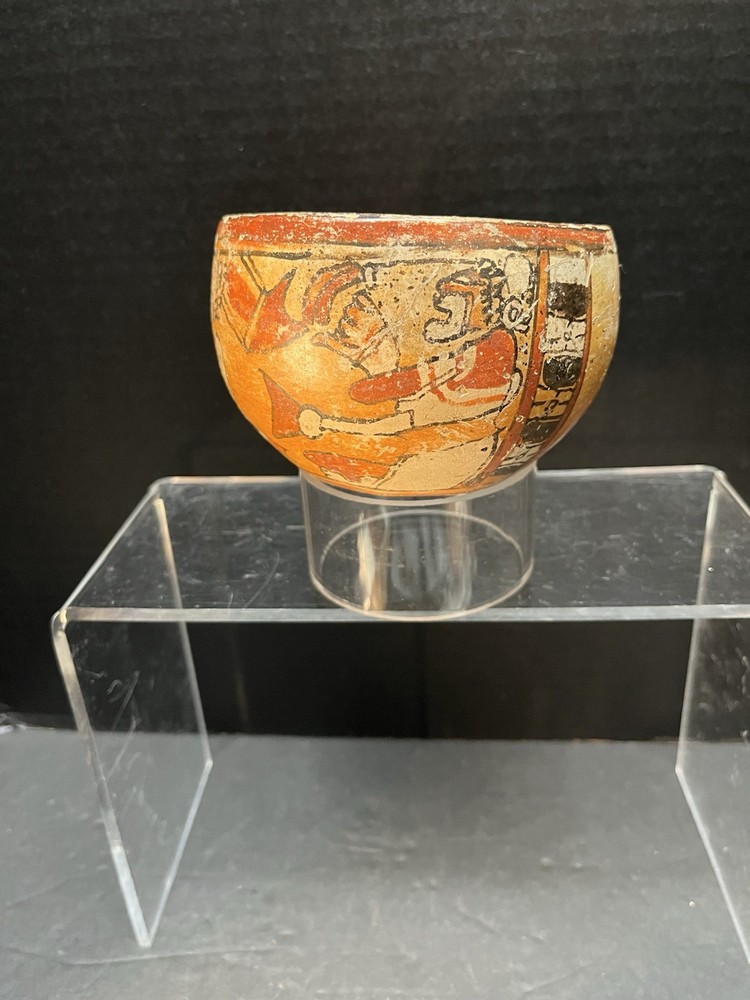 Mayan PreColumbian Bowl with Mayan Lords 600 A.D.-900 A.D. Polychrome Artifact