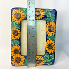 Mexican Talavera Hand-Painted Tabletop Picture Frame Sunflowers 5.5″ X 7.5″