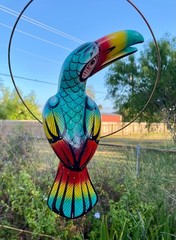 Talavera Bird Handmade Toucan Parrot Ceramic Mexican Pottery Hanging Patio Decor