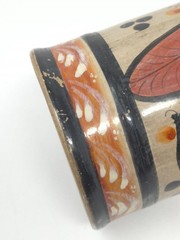 Vintage Tonala Mexico Burnished Clay Pottery Vase – floral and peacock