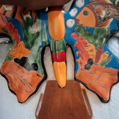 MEXICAN TALAVERA POTTERY BUTTERFLY WALL DECOR, HAND PAINTED.