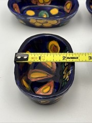 Mexican Handmade Talavera Pottery Small Oval Bowls Set Of 4 Lead Free Stackable