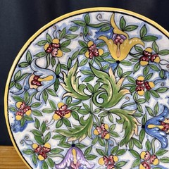 Vintage Puebla Mexican Casa Rugerio Talavera Ceramic Plate 10.5″ Floral Majolica