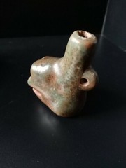 Death Whistle, Loud, Green, Small, Real, Aztec, Maya, Original, Hand Crafted.