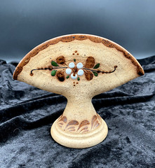 Tonala Floral Napkin/Letter Holder, Sandstone, Mexican Pottery, Hand-painted