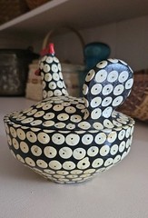 Vintage Handmade Mexican Mayan Folk Art Chiapas Pottery Chicken Pot w/ Lid