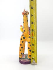 Vintage Mexican Folk Art Candle Holder Handmade Giraffe Birds Clay Pottery Large