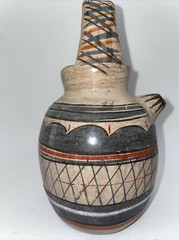 VINTAGE MEXICAN TONALA ART POTTERY SINGLE SPOUT JUG WITH HANDLE UNMARKED