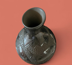 Mata Ortiz Pottery Eduardo Quintana Black On Black Iguana Gecko Lizard Mexican