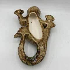 Ceramic Lizard Gecko Decorative Art Cantina Decor Beige Brown Green