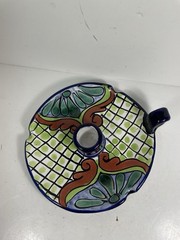 Talavera Mexican Pottery Single Candle Holder Signed Ruth