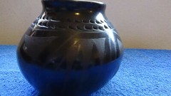 Luis Ortiz Santa Clara NM Pueblo Classic Black on Black hand polished Coil pot