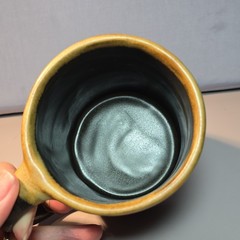 HANDCRAFTED MARA ART POTTERY MUG Southwest CACTUS MEXICO Musician Flute Music